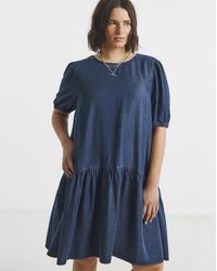 Simply Be - Drop Waist Mini Denim Dress - Lyst