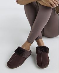 Simply Be - Faux Fur Lined Suede Mule Slipper Wide - Lyst