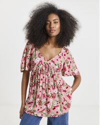 Simply Be - Crinkle Tie Front Blouse - Lyst