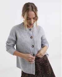 Simply Be - Crew Neck Ribbed Cardigan - Lyst