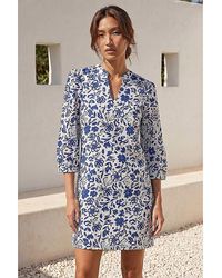 Roman - Roman Floral Print V-Neck Shirt Dress - Lyst
