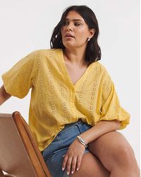 Simply Be - Soft Broderie Blouse - Lyst