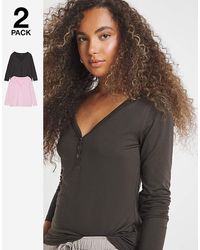 Simply Be - 2 Pack Soft Touch Henley Tops - Lyst