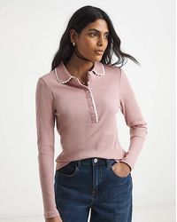 Simply Be - Contrast Scallop Trim Polo Top - Lyst
