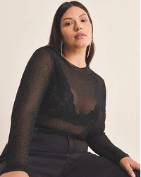 Simply Be - High Neck Hot Fix Mesh Top - Lyst