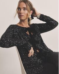Simply Be - Bow Linear Sequin Cardigan - Lyst