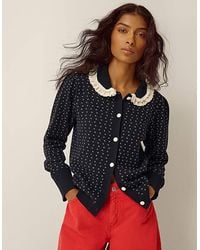 Monsoon - Camila Broderie Collar Cardigan - Lyst