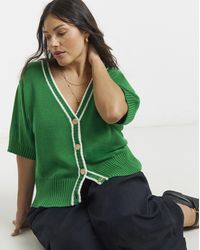 Simply Be - Short Sleeve Cardigan With Contrast Trim - Lyst