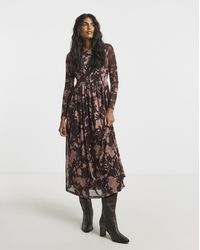 Simply Be - Burgundy Mesh Midi Dress - Lyst