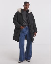 Simply Be - Fur Trim Longline Padded Coat - Lyst