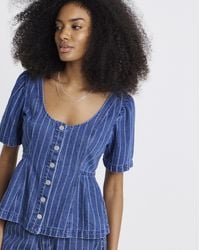 Simply Be - Denim Peplum Top - Lyst