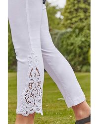 Roman - Roman Lace Insert Crop Stretch Trousers - Lyst