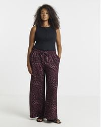 Simply Be - Leopard Textured Waffle Wide Leg Trouser - Lyst
