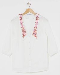 Simply Be - Sbe Blouse With Embroidered Collar - Lyst