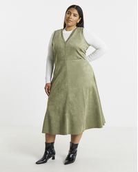 Simply Be - Suedette Pinafore Dress - Lyst