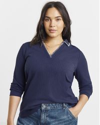 Simply Be - Rib Blanket Stitch Polo - Lyst