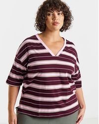 Simply Be - Stripe V-Neck Ss T-Shirt - Lyst