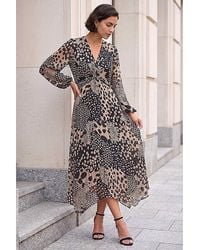 Roman - Roman Animal Print Twist Front Dress - Lyst