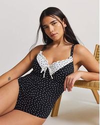 Figleaves - Spot Tie Front Underwired Swimsuit - Lyst
