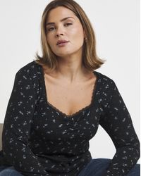 Simply Be - Ditsy Floral Square Neck Rib Top - Lyst