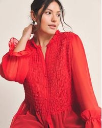 Simply Be - Shirred Georgette V-Neck Blouse - Lyst