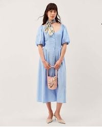 Monsoon - Lottie Linen Blend Midi Dress - Lyst