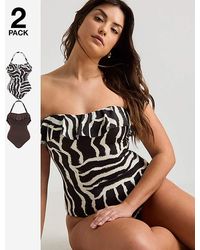 Simply Be - Value 2 Pack Bandeau Swimsuits - Lyst