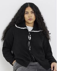 Simply Be - Tie Front Collar Cardigan - Lyst