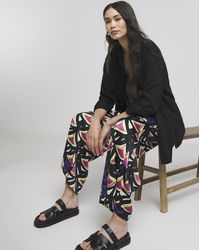 Simply Be - Geo Print Satin Wide Leg Trousers - Lyst