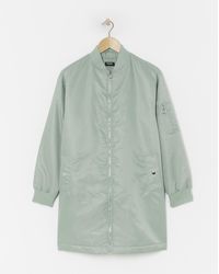 Simply Be - Satin Quilt Lined Longline Bomber - Lyst