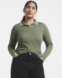 Simply Be - Ls Rib Polo Neck With Contrast - Lyst