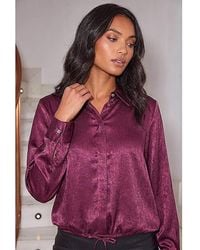 Roman - Roman Crinkle Satin Tie Hem Shirt - Lyst