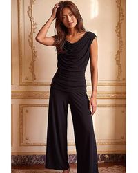 Roman - Roman Cowl Neck Ruched Stretch Jumpsuit - Lyst