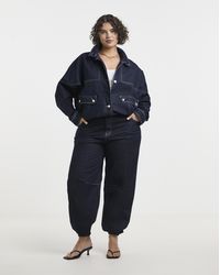 Simply Be - Funnel Neck Denim Jacket - Lyst