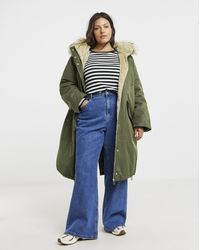 Simply Be - Hooded Fur Trimmed Parka - Lyst