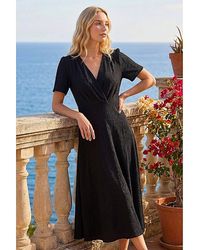 Roman - Roman Textured Wrap Bodice Midi Dress - Lyst