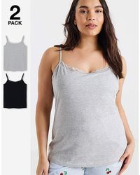 Pretty Secrets - 2 Pack Pj Sleep Vest Tops - Lyst