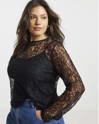 Simply Be - Lace Crew Neck Top - Lyst