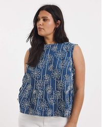 Simply Be - Floral Applique Denim Peplum Top - Lyst
