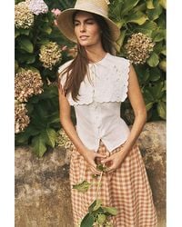 Monsoon - Lexi Embroidered Linen Blend Top - Lyst