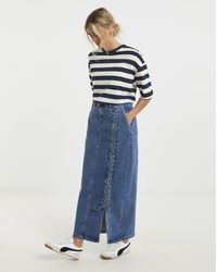 Simply Be - Lace Detail Denim Maxi Skirt - Lyst