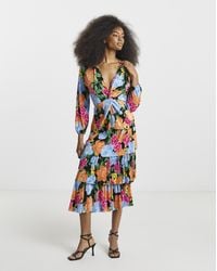 Simply Be - Tiered Plisse Midi Dress - Lyst