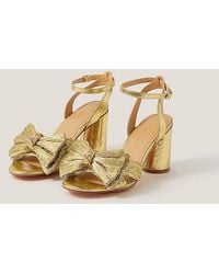 Monsoon - Metallic Bow Block Heel Sandals - Lyst
