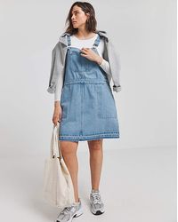 Simply Be - Mini Denim Dungaree Dress - Lyst