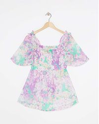 Simply Be - Occasion Shirred Square Neck Blouse - Lyst