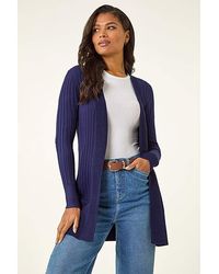 Roman - Roman Longline Stretch Ribbed Cardigan - Lyst