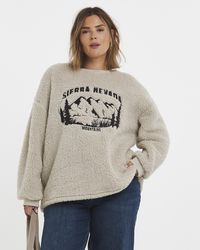 Simply Be - Borg Embroidered Slogan Sweatshirt - Lyst