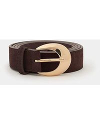 Accessorize - Oval Buckle Suede Belt - Lyst