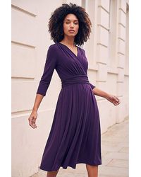 Roman - Roman Wrap V-Neck Stretch Midi Dress - Lyst