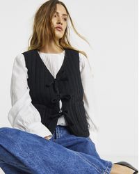 Simply Be - Tie Front Quilted Gilet - Lyst
